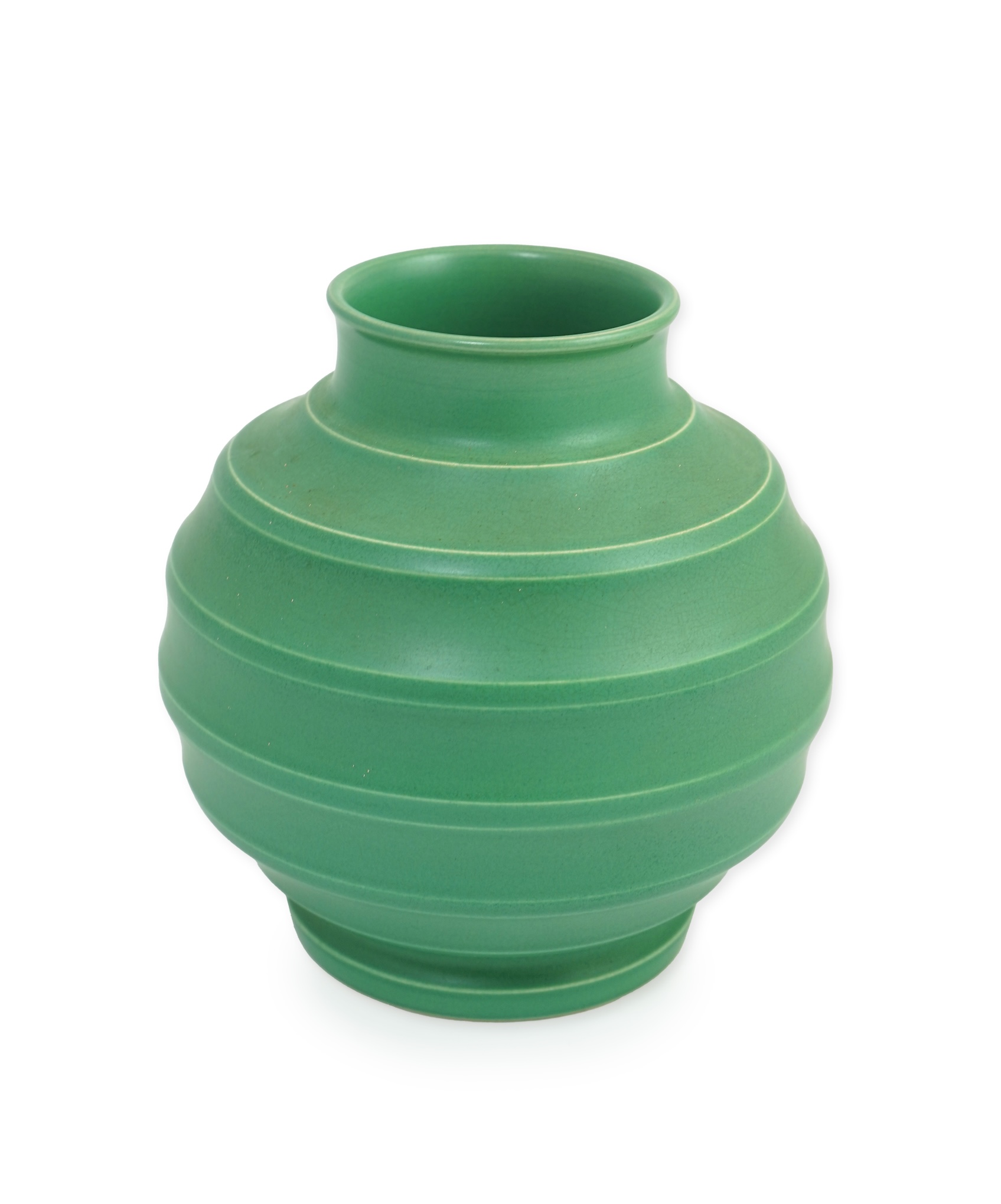 Keith Murray for Wedgwood, globular vase in green, 19cm high